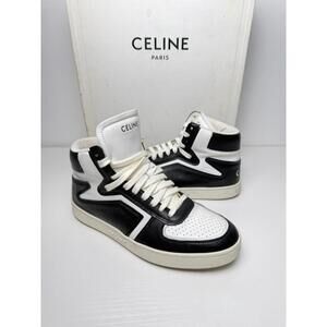 Celine CT-01 Z Trainer High Top Sneakers Black White SZ 41